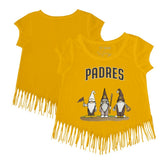 San Diego Padres Tiny Turnip Girls Youth Gnomes Fringe T-Shirt - Gold - MLB Sale