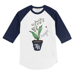 Tampa Bay Rays Tiny Turnip Youth Lilies & Ladybugs 3/4-Sleeve Raglan T-Shirt - White/Navy - MLB on Sale