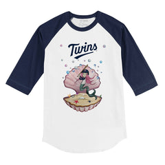 Minnesota Twins Tiny Turnip Youth Mermaid 3/4-Sleeve Raglan T-Shirt - White/Navy - MLB Sale