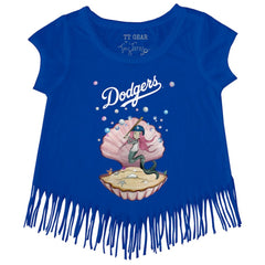 Los Angeles Dodgers Tiny Turnip Girls Youth Mermaid Fringe T-Shirt - Royal - MLB Sale