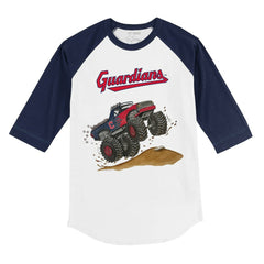 Cleveland Guardians Tiny Turnip Youth Monster Truck 3/4-Sleeve Raglan T-Shirt - White/Navy - MLB Online