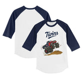 Minnesota Twins Tiny Turnip Youth Monster Truck 3/4-Sleeve Raglan T-Shirt - White/Navy - MLB Discount