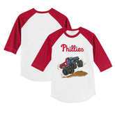 Philadelphia Phillies Tiny Turnip Youth Monster Truck 3/4-Sleeve Raglan T-Shirt - White/Red - MLB on Sale