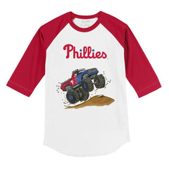 Philadelphia Phillies Tiny Turnip Youth Monster Truck 3/4-Sleeve Raglan T-Shirt - White/Red - MLB on Sale