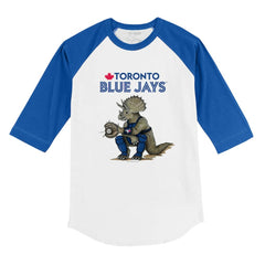 Toronto Blue Jays Tiny Turnip Youth Triceratops 3/4-Sleeve Raglan T-Shirt - White/Royal - MLB on Sale
