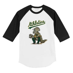 Athletics Tiny Turnip Youth Triceratops 3/4-Sleeve Raglan T-Shirt - White/Black - MLB Lifestyle