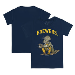 Milwaukee Brewers Tiny Turnip Youth Triceratops T-Shirt - Navy - MLB Discount