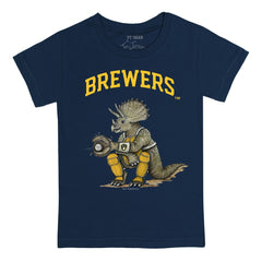 Milwaukee Brewers Tiny Turnip Youth Triceratops T-Shirt - Navy - MLB Discount