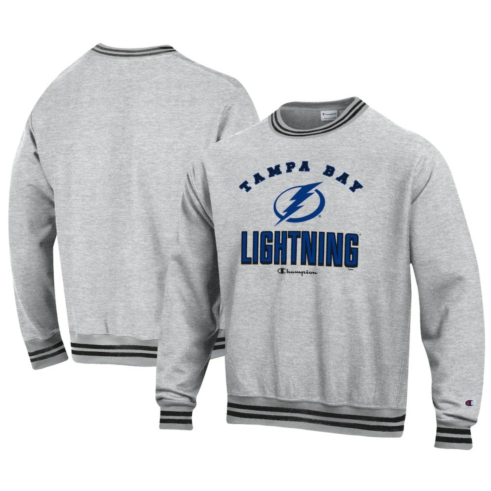 Tampa Bay Lightning Champion Reverse Weave Yarn Dye Pullover Sweatshirt - Heather Gray - NHL 201078158