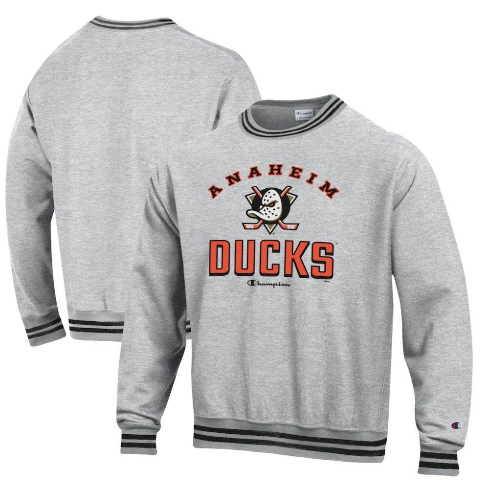 Anaheim Ducks Champion Reverse Weave Yarn Dye Pullover Sweatshirt - Heather Gray - NHL 201078163