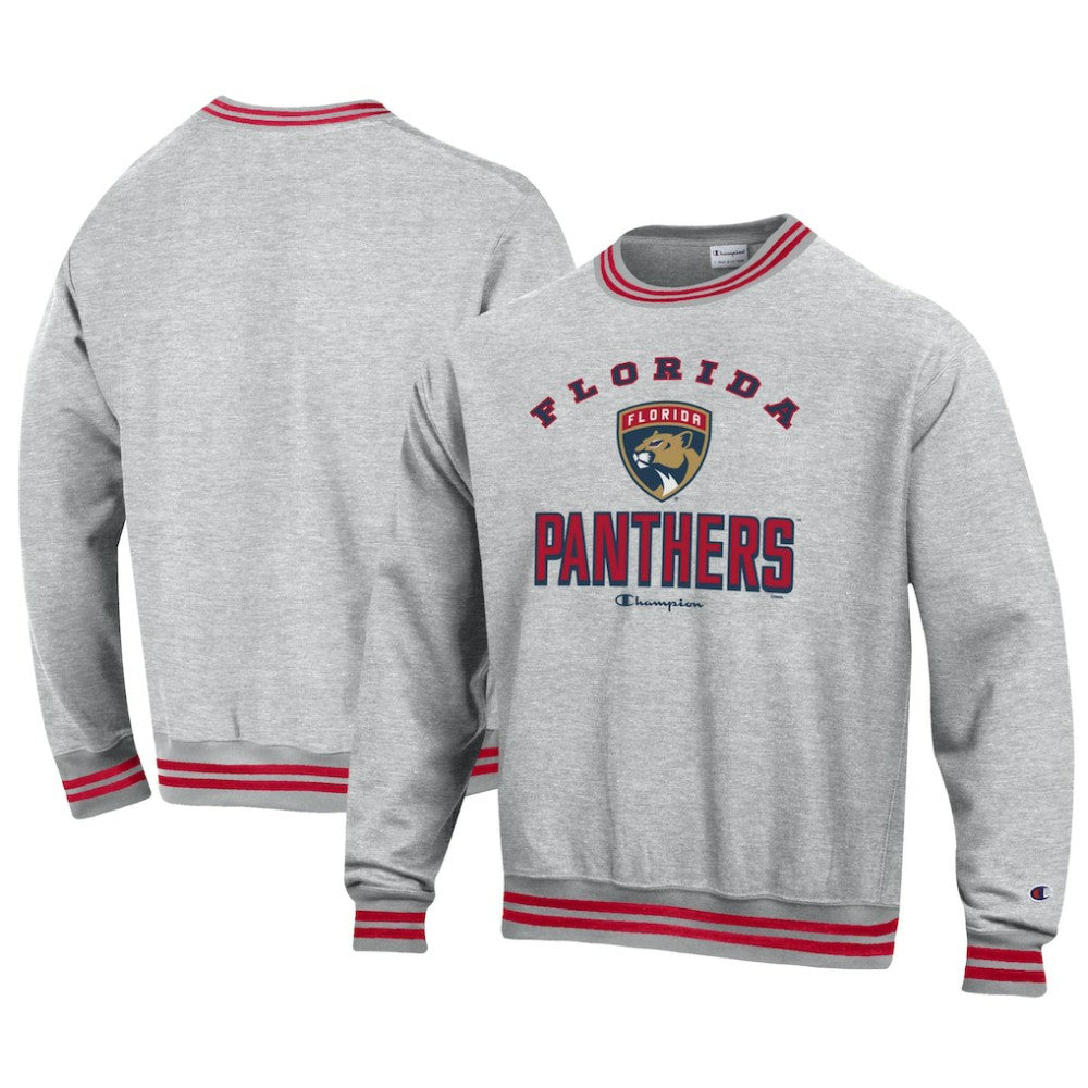 Florida Panthers Champion Reverse Weave Yarn Dye Pullover Sweatshirt - Heather Gray - NHL 201078174