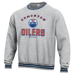 Edmonton Oilers Champion Reverse Weave Yarn Dye Pullover Sweatshirt - Heather Gray - NHL 201078175