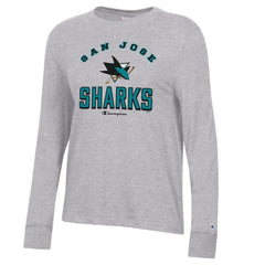 San Jose Sharks Champion Women's Core Long Sleeve T-Shirt - Heather Gray - NHL 201078280