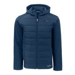 New England Patriots Cutter & Buck Americana Evoke Hybrid Eco Softshell Recycled Full-Zip Hooded Jacket Navy