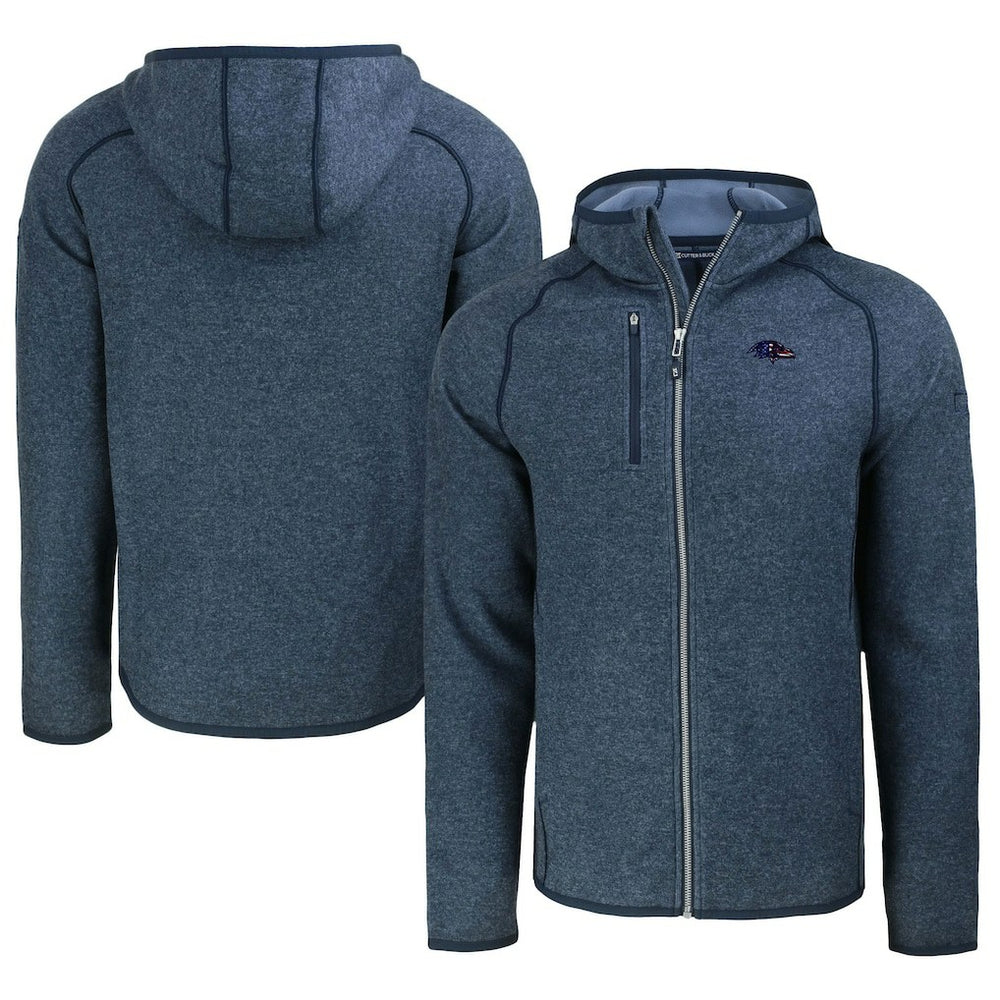 Baltimore Ravens Cutter & Buck Americana Mainsail Full-Zip Hooded Jacket Heather Navy