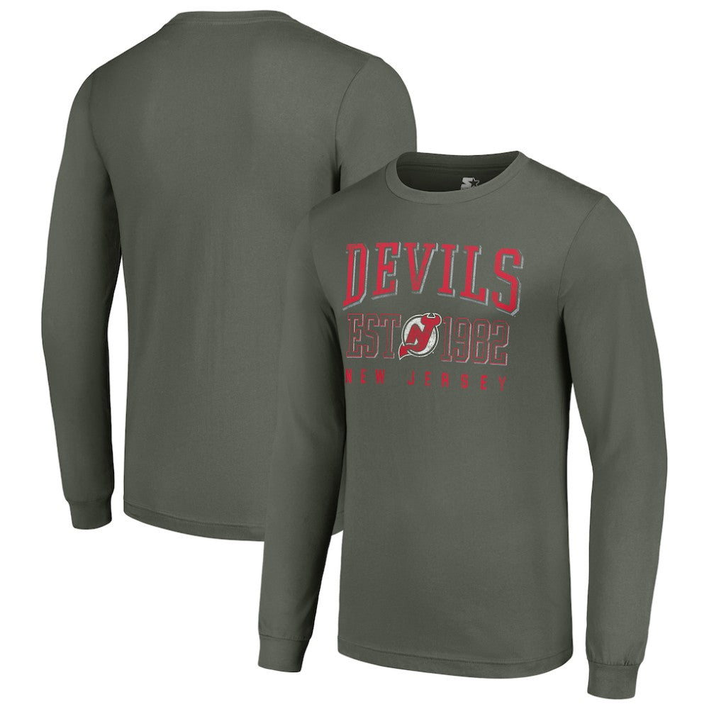 New Jersey Devils Starter Retro Graphic Long Sleeve Crew T-Shirt - Green - NHL 201083216