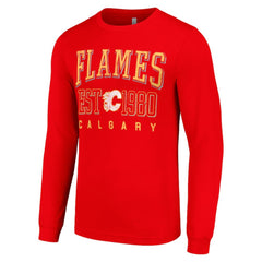 Calgary Flames Starter Retro Graphic Long Sleeve Crew T-Shirt - Red - NHL 201083225