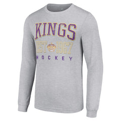 Los Angeles Kings Starter Retro Graphic Long Sleeve Crew T-Shirt - Heather Gray - NHL 201083259