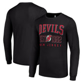 New Jersey Devils Starter Retro Graphic Long Sleeve Crew T-Shirt - Black - NHL 201083263