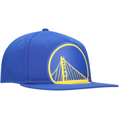 Golden State Warriors Oversized Puff Print Logo Golfer Snapback Hat for sale Royal | New Era Near Me