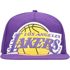 Los Angeles Lakers Oversized Puff Print Logo Golfer Snapback Hat Purple | New Era discount