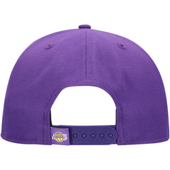 Los Angeles Lakers Oversized Puff Print Logo Golfer Snapback Hat Purple | New Era discount