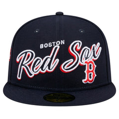Boston Red Sox New Era Script Sided 59FIFTY Fitted Hat - Navy - New Era on Sale