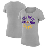 Los Angeles Lakers G-III 4Her by Carl Banks Women's Super-Slim Fit Lightweight Large City Logo T-Shirt Heather Gray