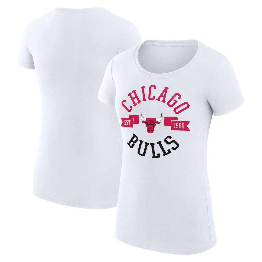 Chicago Bulls G-III 4Her by Carl Banks Women's Super-Slim Fit Lightweight Large City Logo T-Shirt White