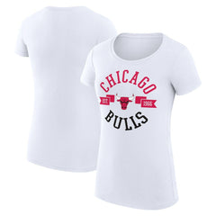 Chicago Bulls G-III 4Her by Carl Banks Women's Super-Slim Fit Lightweight Large City Logo T-Shirt White