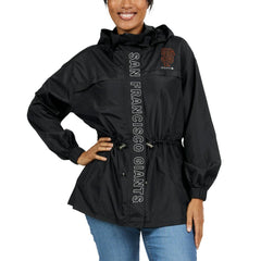 San Francisco Giants WEAR by Erin Andrews Women's Full-Zip Windbreaker Hoodie Jacket - Black - MLB Sale