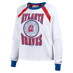 Atlanta Braves WEAR by Erin Andrews Women's Raglan Long Sleeve T-Shirt - White - MLB Online