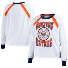 Houston Astros WEAR by Erin Andrews Women's Raglan Long Sleeve T-Shirt - White - MLB Lifestyle