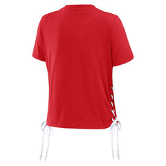 Los Angeles Angels WEAR by Erin Andrews Women's Side Lace-Up Cropped T-Shirt - Red - MLB on Sale