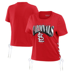 St. Louis Cardinals WEAR by Erin Andrews Women's Side Lace-Up Cropped T-Shirt - Red - MLB Sale