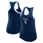 Tampa Bay Rays WEAR by Erin Andrews Women's Colorblock Racerback Tank Top - Navy - MLB Lifestyle