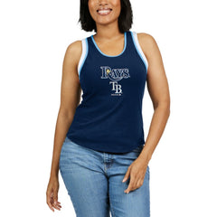 Tampa Bay Rays WEAR by Erin Andrews Women's Colorblock Racerback Tank Top - Navy - MLB Lifestyle
