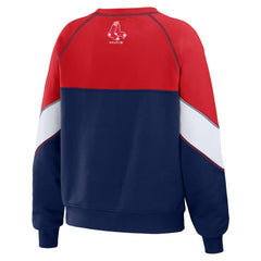 Boston Red Sox WEAR by Erin Andrews Women's Color Block Crew Neck Pullover Sweatshirt - Red/Navy - MLB Discount