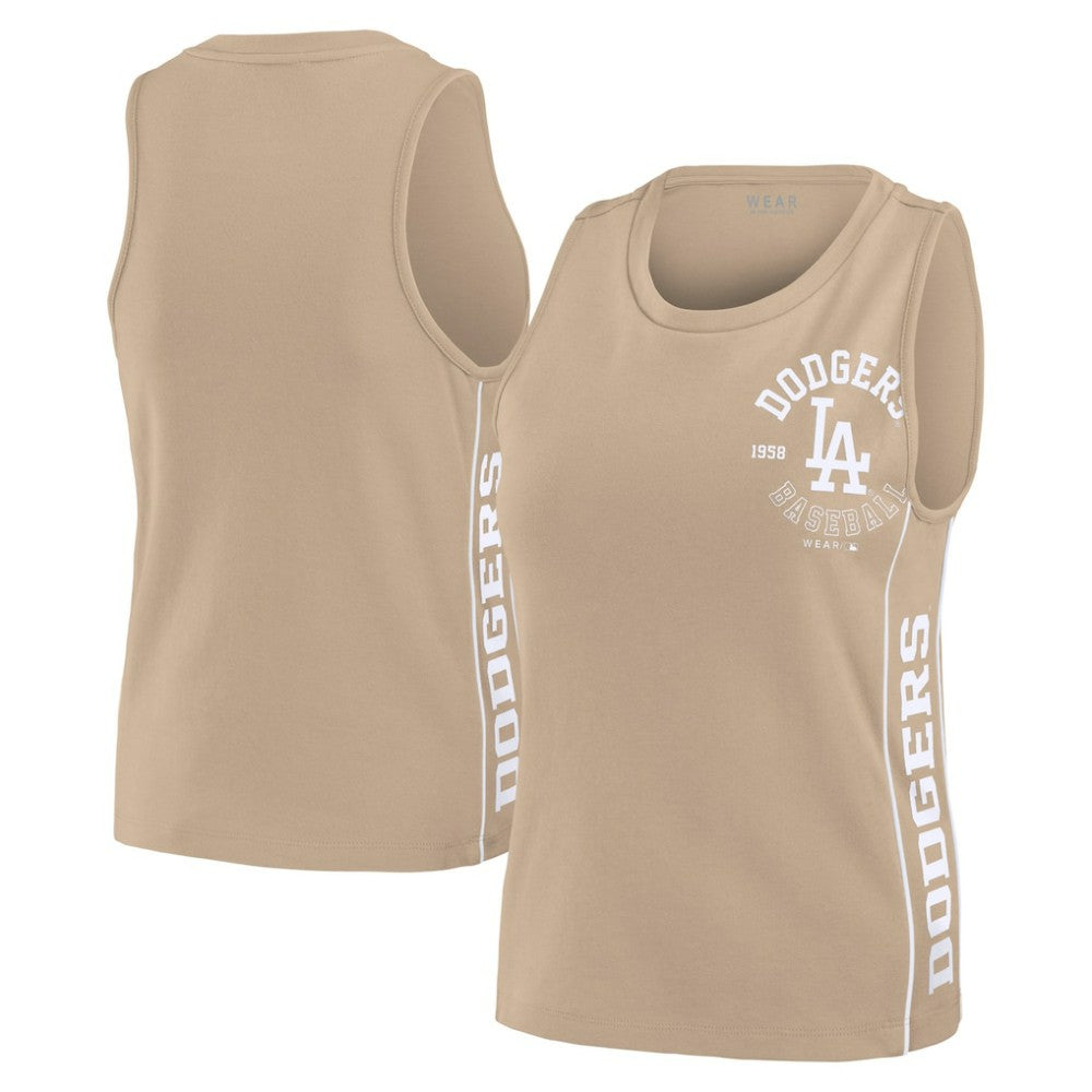 Los Angeles Dodgers WEAR by Erin Andrews Women's Tonal Tank Top - Tan - MLB Lifestyle