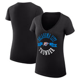 Oklahoma City Thunder G-III 4Her by Carl Banks Women's Super-Slim Fit Lightweight Large City Logo V-Neck T-Shirt Black