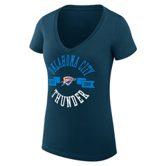 Oklahoma City Thunder G-III 4Her by Carl Banks Women's Super-Slim Fit Lightweight Large City Logo V-Neck T-Shirt Navy