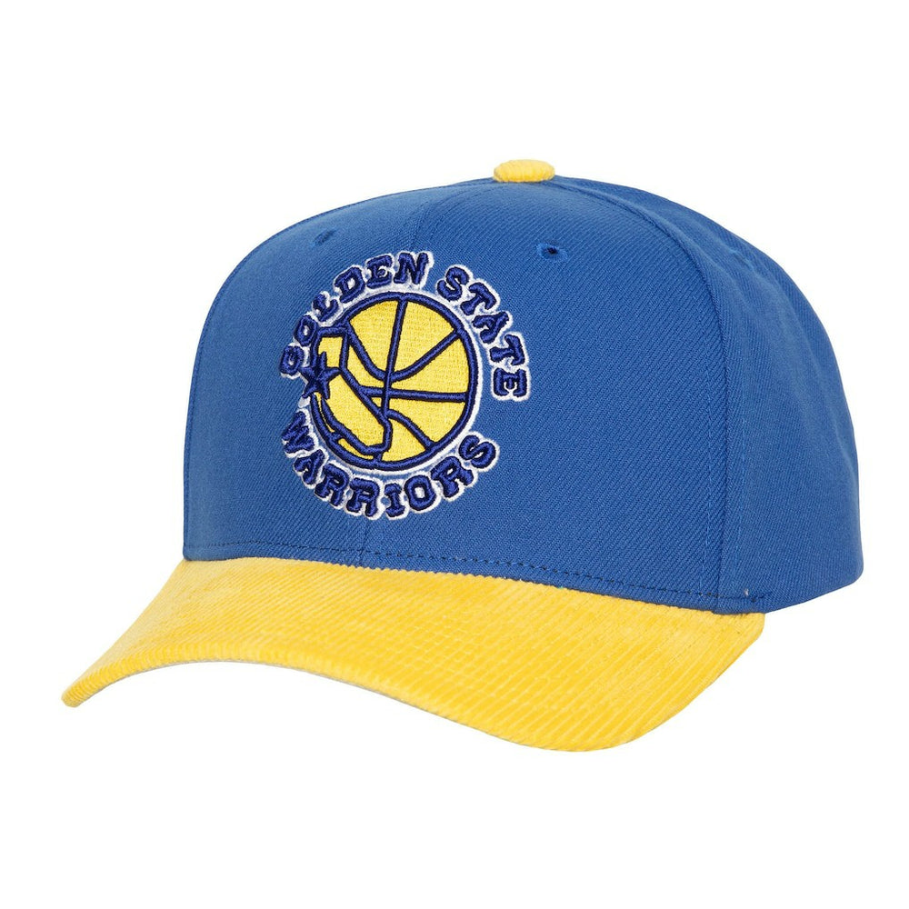 Golden State Warriors Corduroy Pro Crown Adjustable Hat for sale Royal | Mitchell & Ness Lifestyle