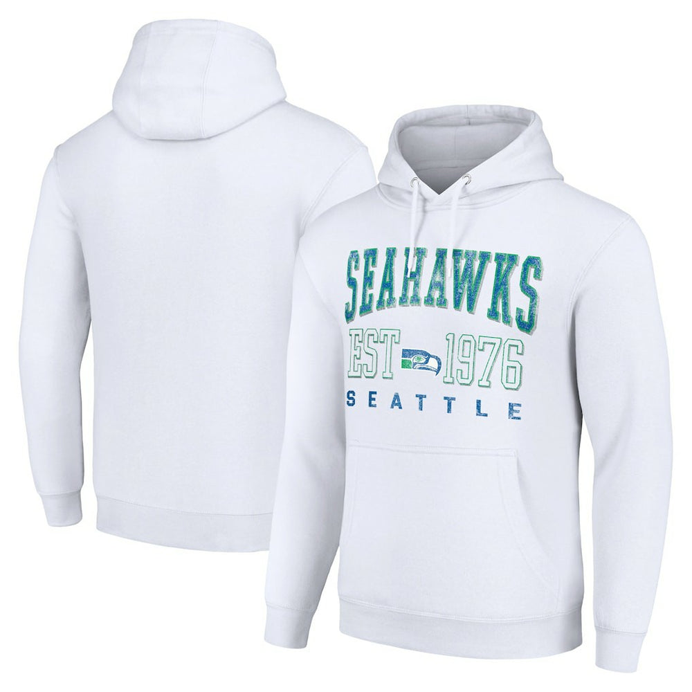 Seattle Seahawks Starter Unisex Throwback Logo Pullover Hoodie White