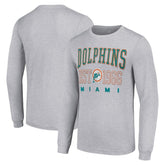 Miami Dolphins Starter Throwback Logo Long Sleeve T-Shirt Heather Gray