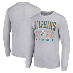 Miami Dolphins Starter Throwback Logo Long Sleeve T-Shirt Heather Gray