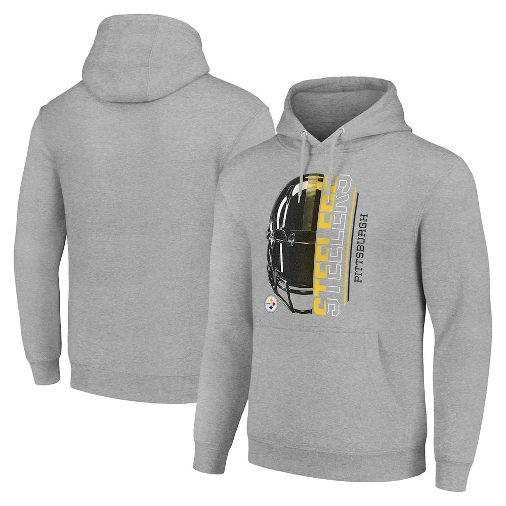 Pittsburgh Steelers Starter Unisex Half Helmet Logo Pullover Hoodie Heather Gray