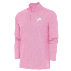 Detroit Lions Antigua Hunk Quarter-Zip Pullover Top Pink