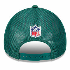New York Jets New Era 2024 Sideline Historic 9FORTY A-Frame Trucker Adjustable Hat Stone/Green