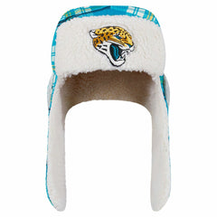 Jacksonville Jaguars New Era Sideline Plaid Sherpa Trapper Hat Teal