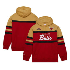 Chicago Bulls Head Coach Pullover Hoodie Red/Gold | Mitchell & Ness US